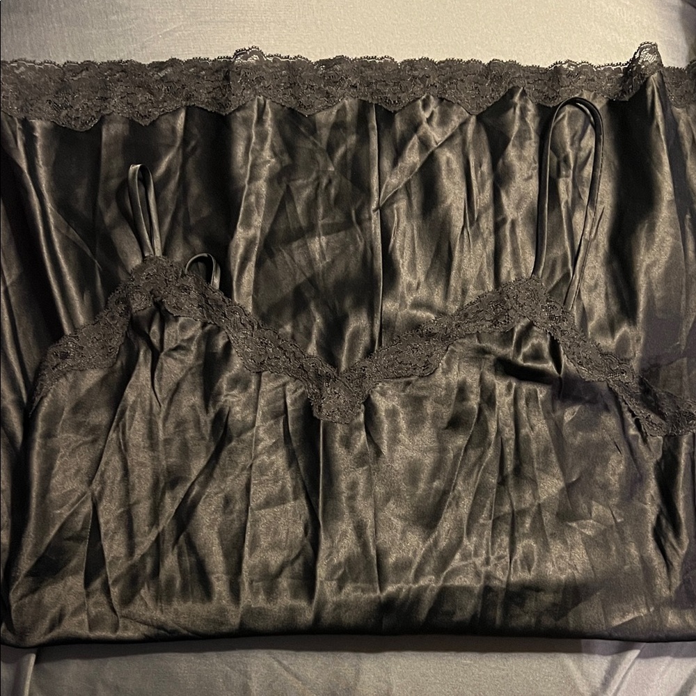 Victoria's Secret Black Satin Lace Chemise